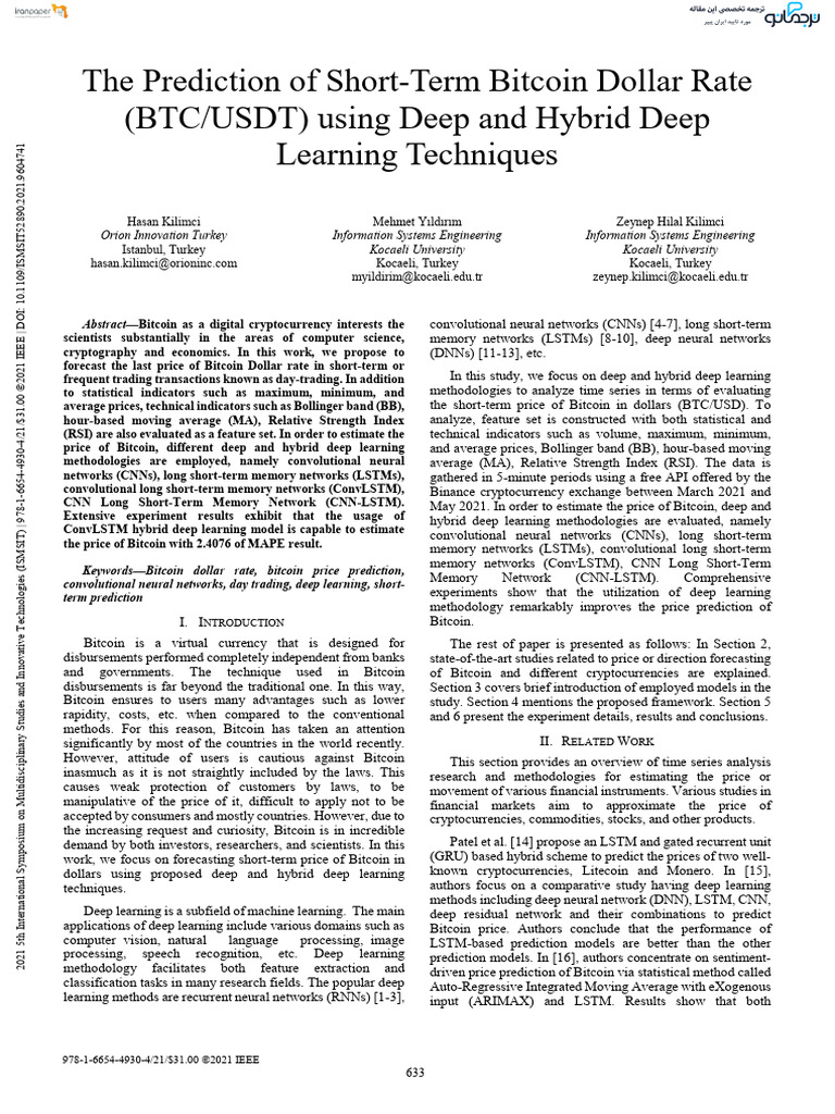 Short-Term BTC/USDT Price Forecasting | PDF | Deep Learning | Applied ...
