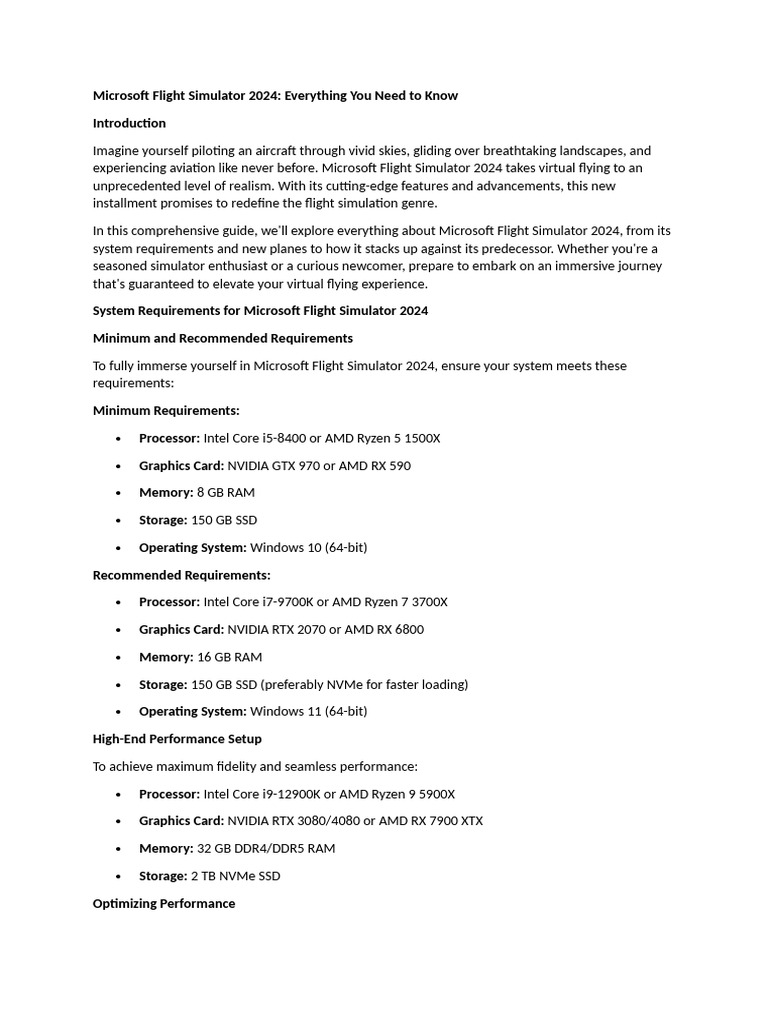 Microsoft Flight Simulator 2024 Guide | PDF | 64 Bit Computing | Simulation
