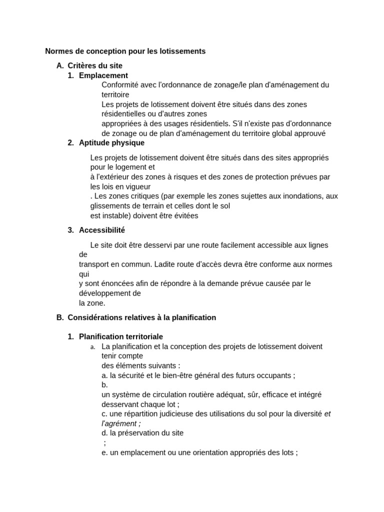 Normes de conception pour lotissements résidentiels | PDF | Route ...