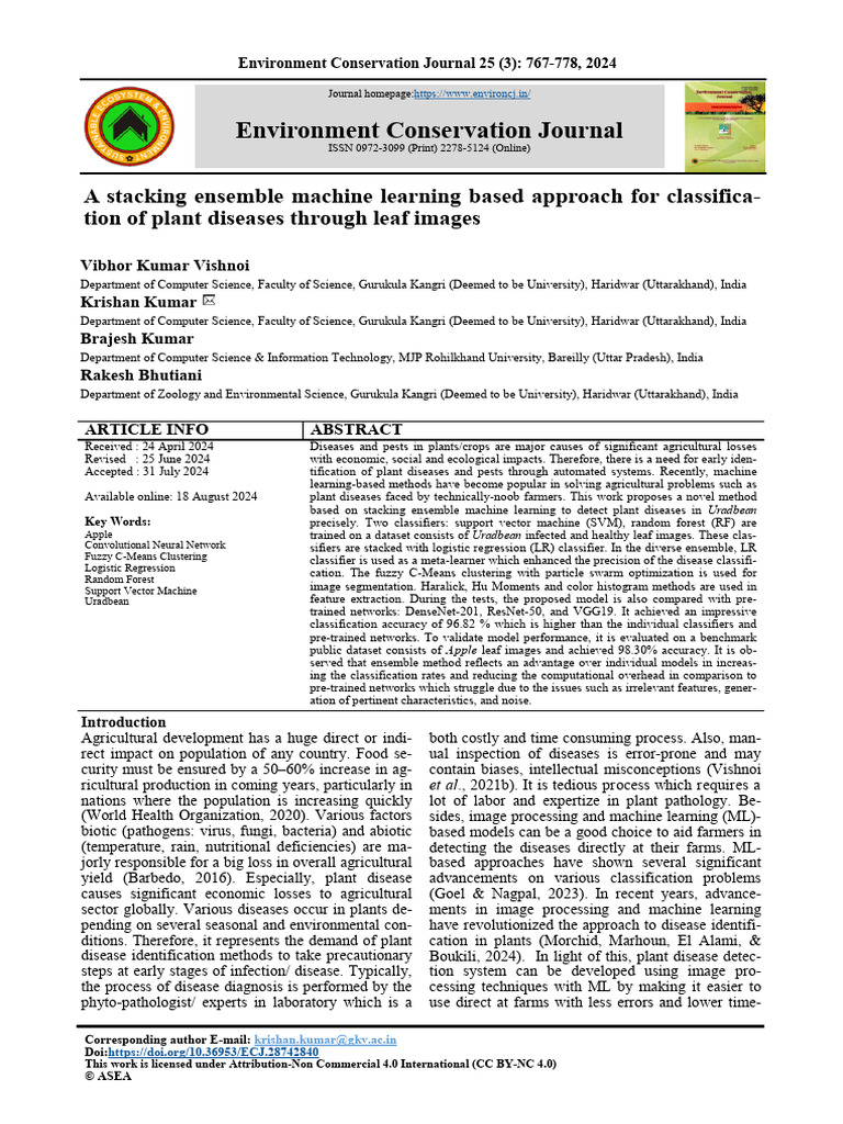 Plant Disease Detection Using Ensemble ML | PDF | Receiver Operating ...