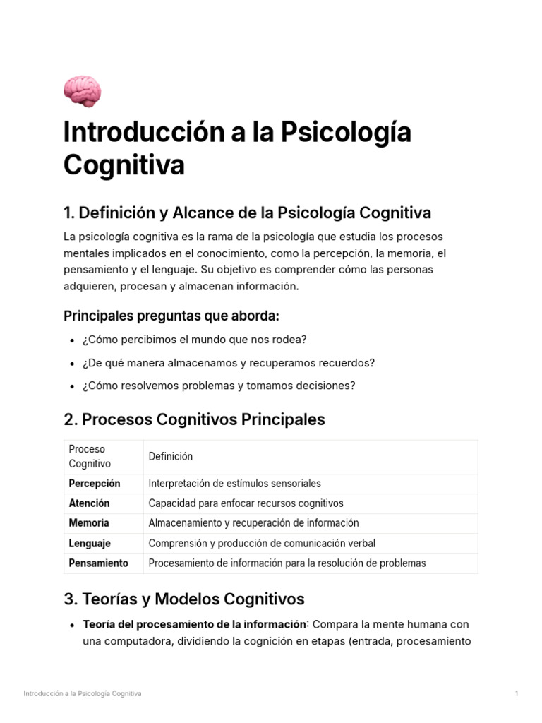 Introduccin A La Psicologa Cognitiva | PDF | Cognición | Memoria