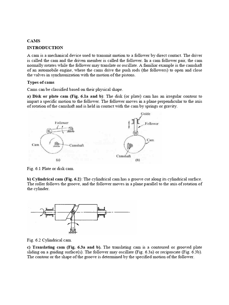 Types and Mechanics of Cam Followers | PDF | Acceleration | Euclidean ...