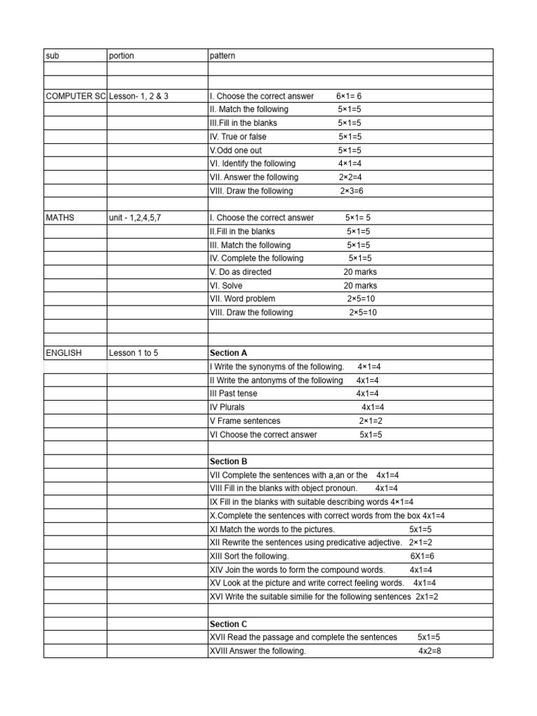 3rd Standard English Pat Exam Guide | PDF | Linguistic Typology ...