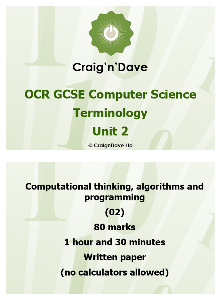 OCR GCSE Revision Cards v2.1 Unit 2 | PDF | Byte | Source Code