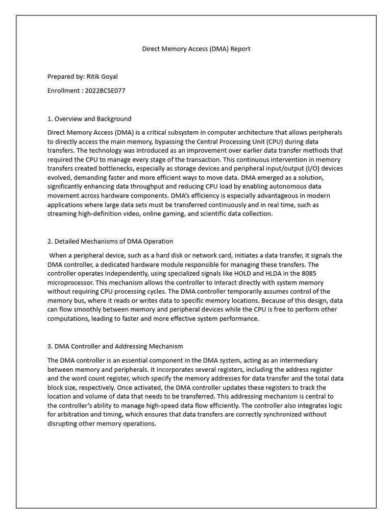 Direct Memory Access Report | PDF | Central Processing Unit | Computer ...