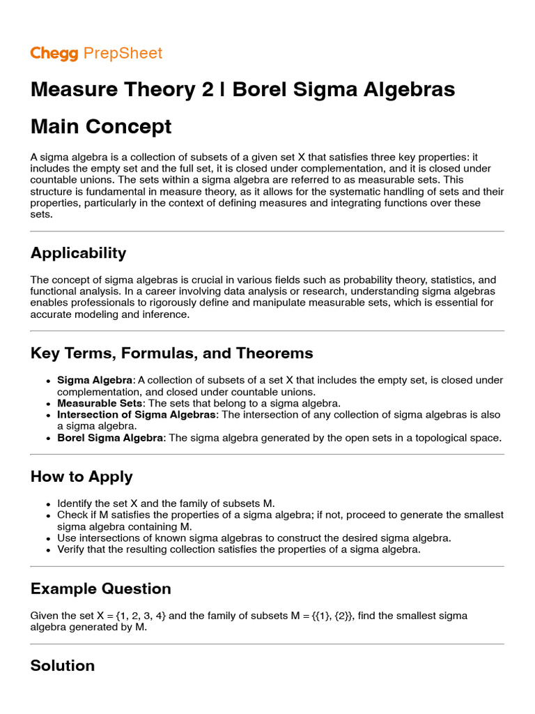 Understanding Sigma Algebras in Measure Theory | PDF | Measure ...