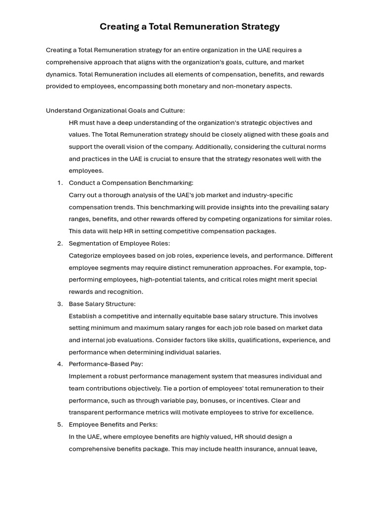 Total Remuneration Strategy in UAE | PDF | Employee Retention ...