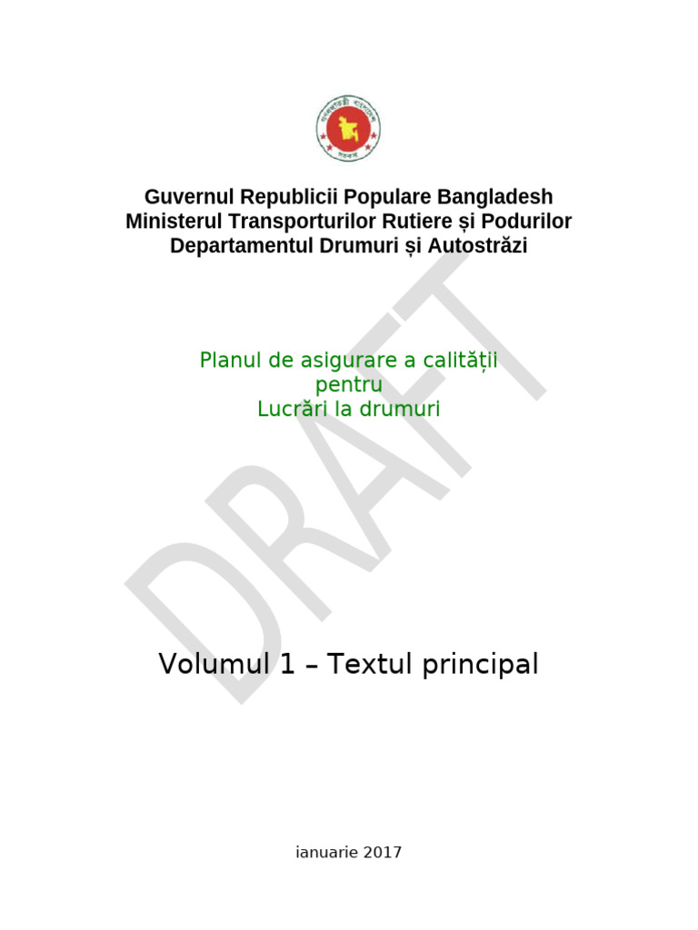 Plan de Control Al Calității Pentru Lucrări Rutiere | PDF