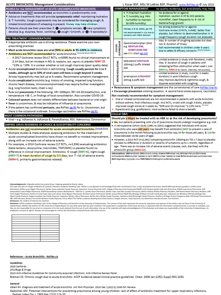 Acute Bronchitis: Antibiotic Guidelines | PDF | Bronchitis | Cough
