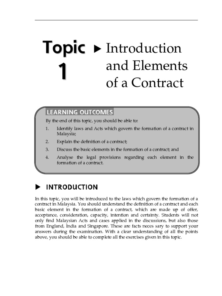 05.BBUN 2103 - Topic 1 Edited | PDF | Consideration | Offer And Acceptance
