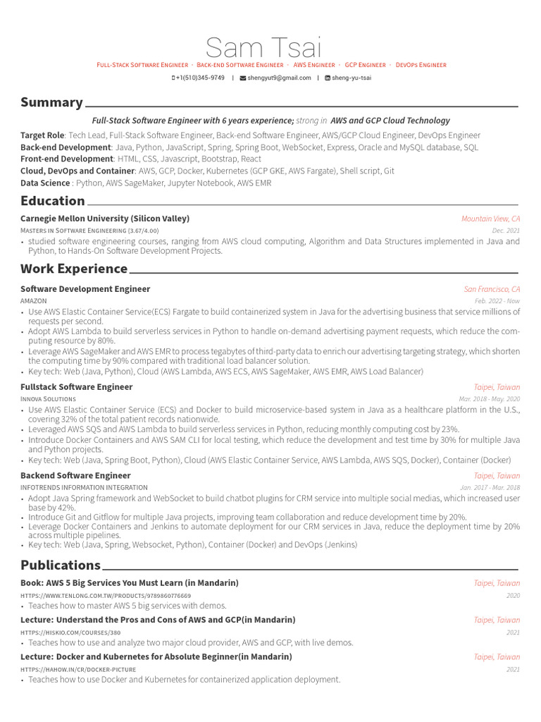 Full-Stack Software Engineer Profile | PDF | Amazon Web Services ...