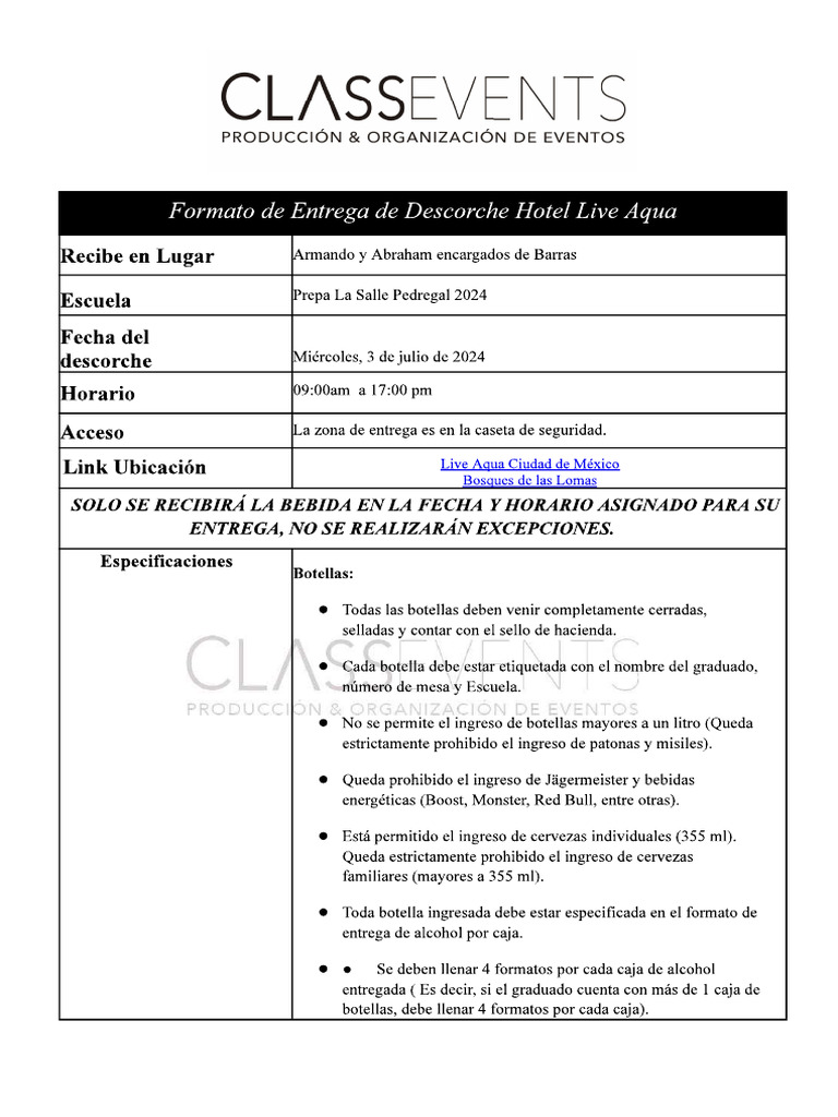 Formato Entrega de Botellas Plsp-Live Aqua 21-24 | PDF