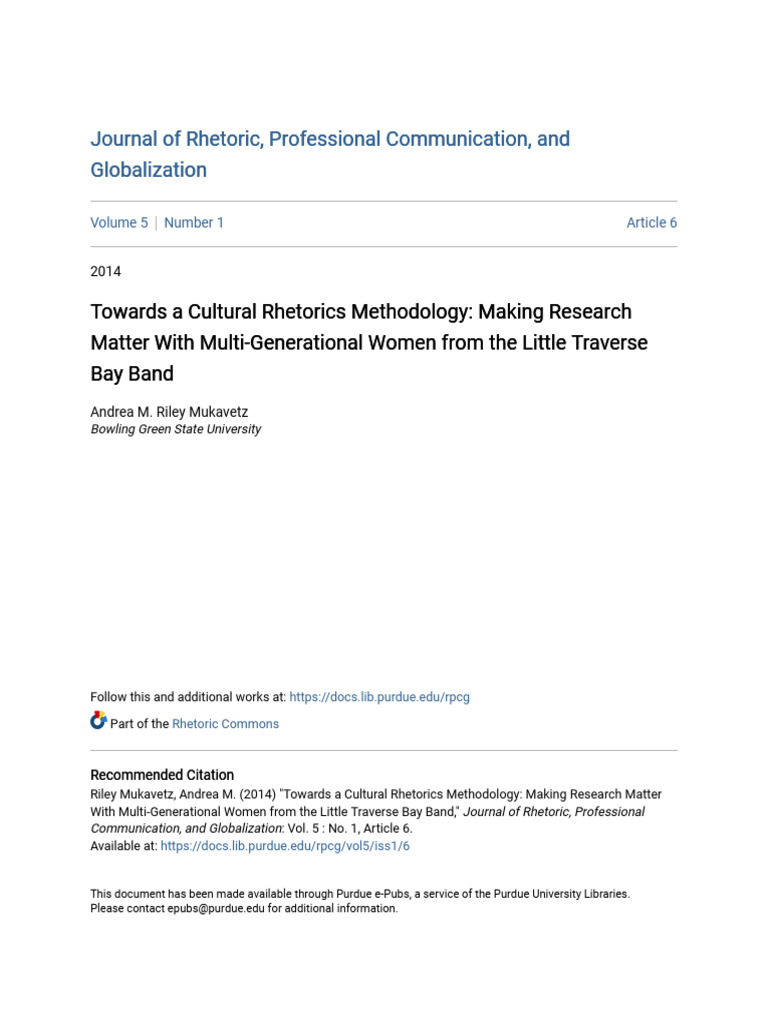 Towards A Cultural Rhetorics Methodology | PDF | Rhetoric | Knowledge