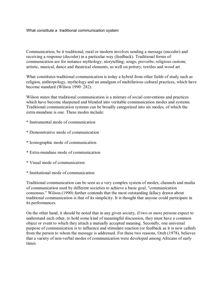 What Constitute A Traditional Communication System | PDF | Supernatural ...