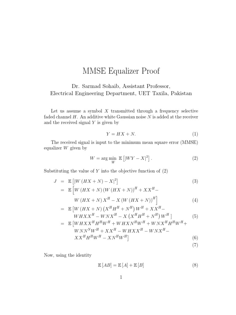 Mmse Proof Telecommunications Telecommunications Engineering