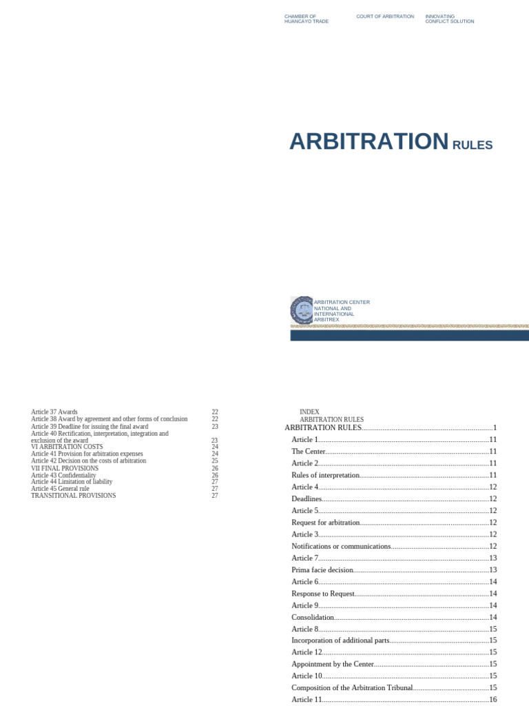 Arbitrex Arbitration Rules Overview | PDF | Arbitration | Arbitral Tribunal