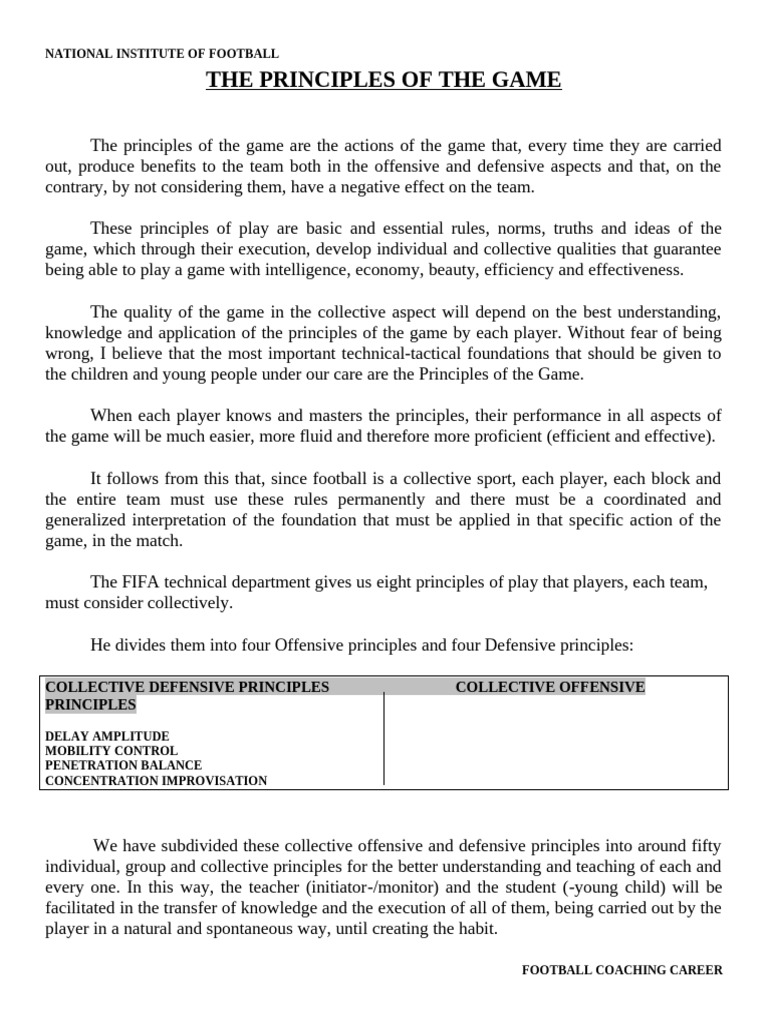 Principles of Football Play Explained | PDF | Association Football ...