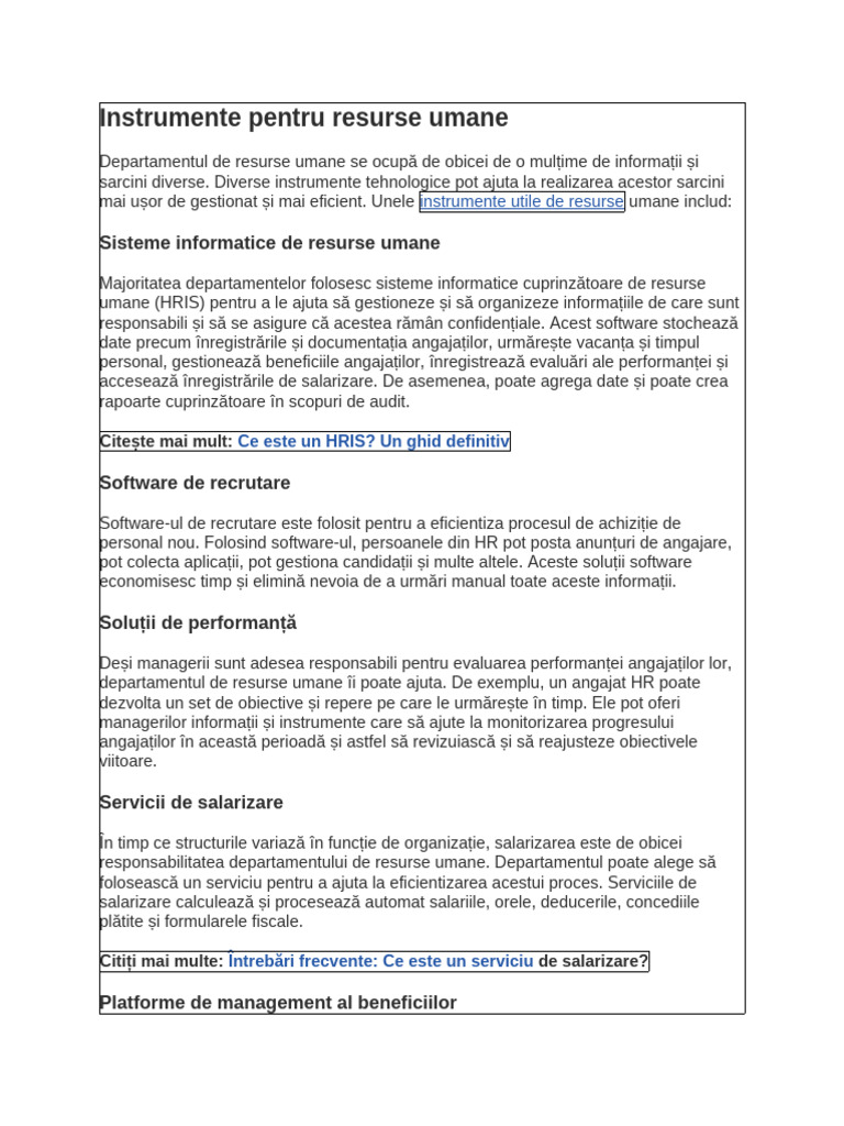 Unelte Pentru Resurse Umane | PDF