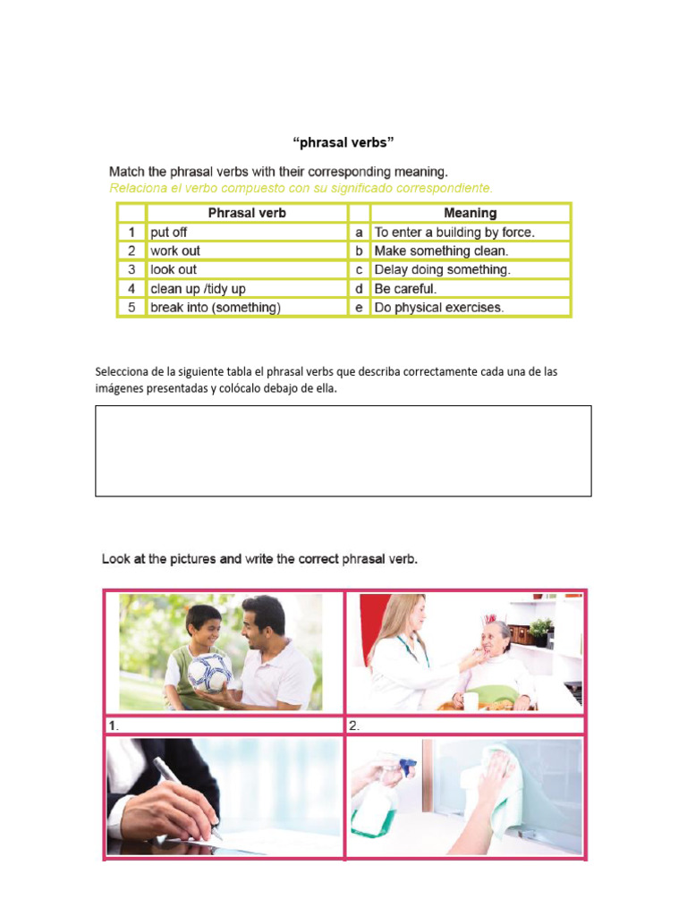 Phrasal Verbs Ejercicio | PDF