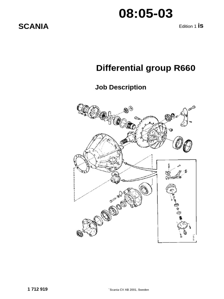 Scania R660 Differential Group Repair Guide | PDF | Axle | Bearing ...