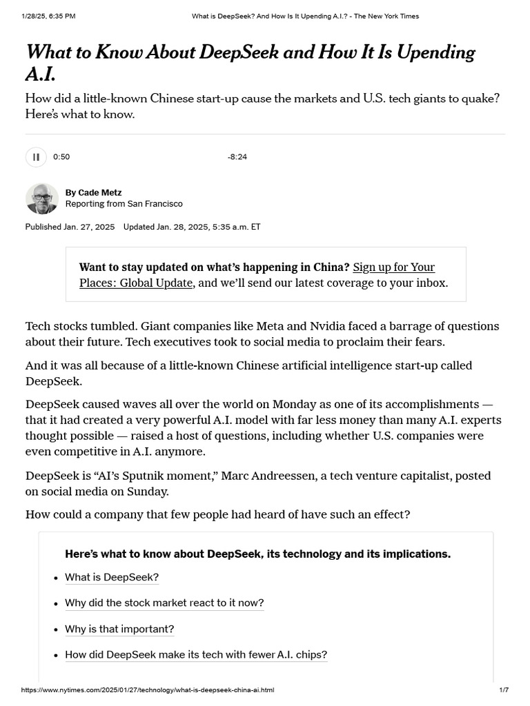 What Is DeepSeek - and How Is It Upending A.I. - The New York Times ...