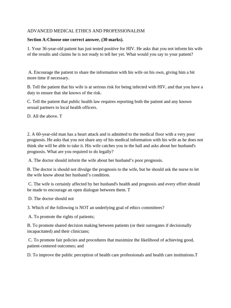 Medical Ethics for Healthcare Pros | PDF | Informed Consent | Clinical ...