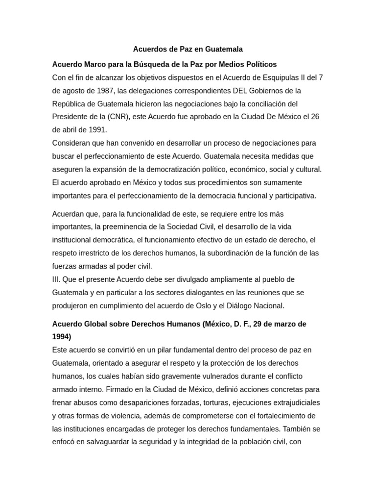 Acuerdos de Paz y Derechos Humanos en Guatemala | PDF | Guatemala ...