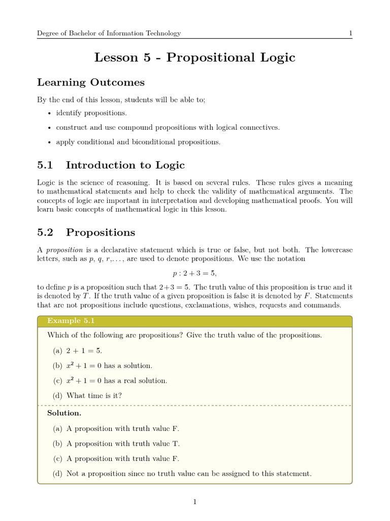 Propositional Logic in IT Mathematics | PDF | If And Only If | Logic
