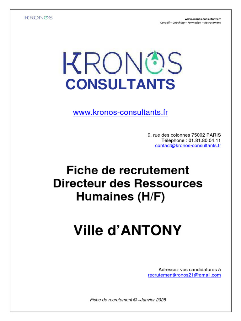 Recrutement Directeur RH à Antony | PDF | Gestion des ressources ...