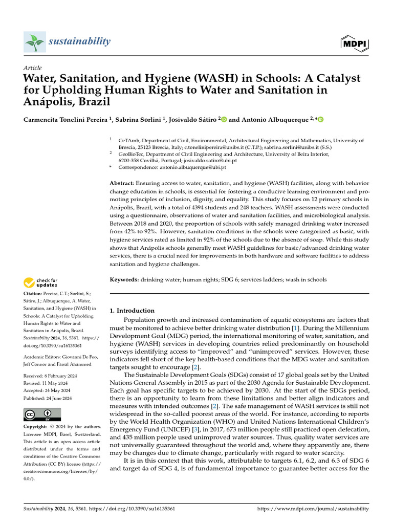 Water Sanitation and Hygiene WASH in Schools A Cat | PDF | Wash ...