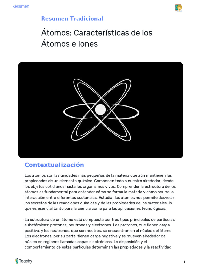Atomos - Caracteristicas de Los Atomos e Iones | PDF | Átomos | Química