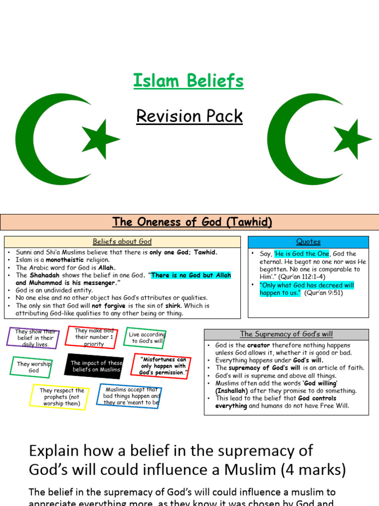 Key Beliefs in Islam: Tawhid and Prophethood | PDF | God In Islam ...