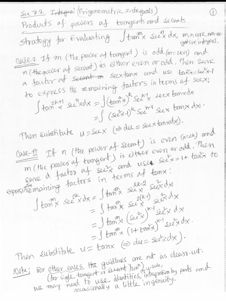 Integration of Product of Sec Tan | PDF