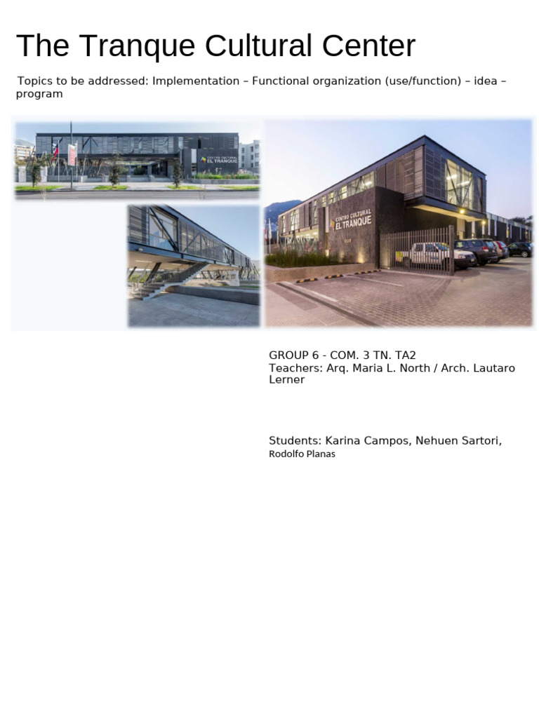 El Tranque Cultural Center Overview | PDF