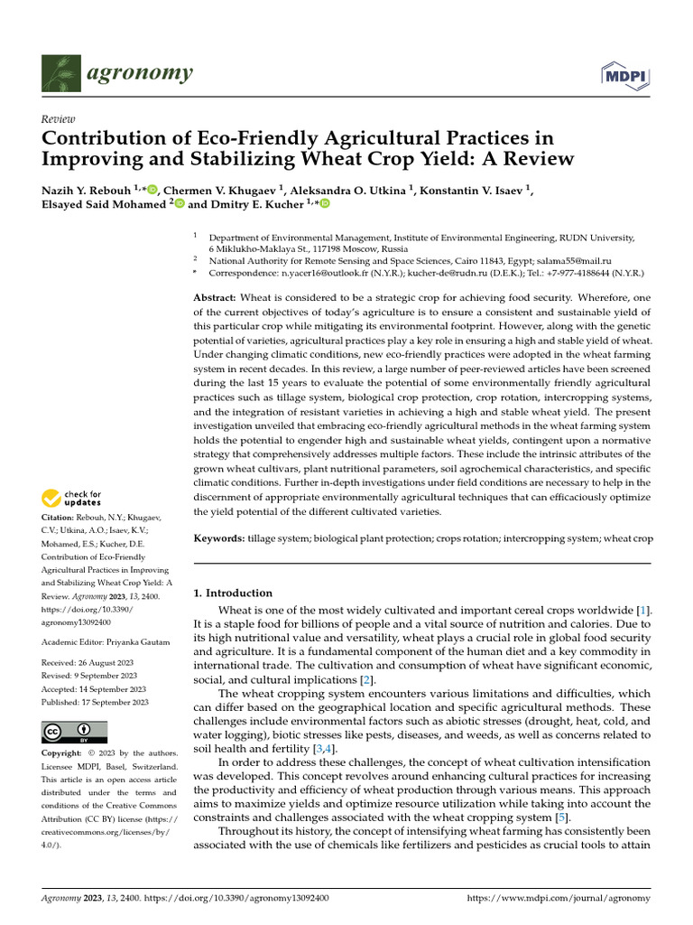 Agronomy 13 02400 | PDF | Agriculture | Crop Rotation