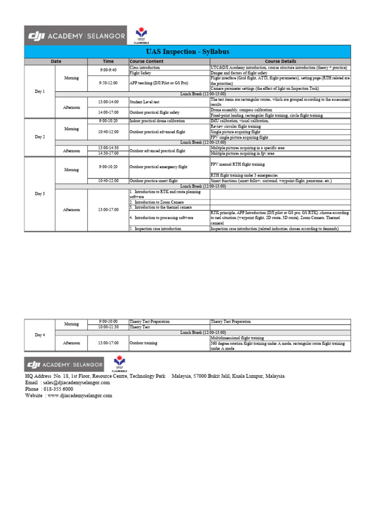 UAS Inspection Syllabus DJI Academy Selangor | PDF | Unmanned Aerial ...