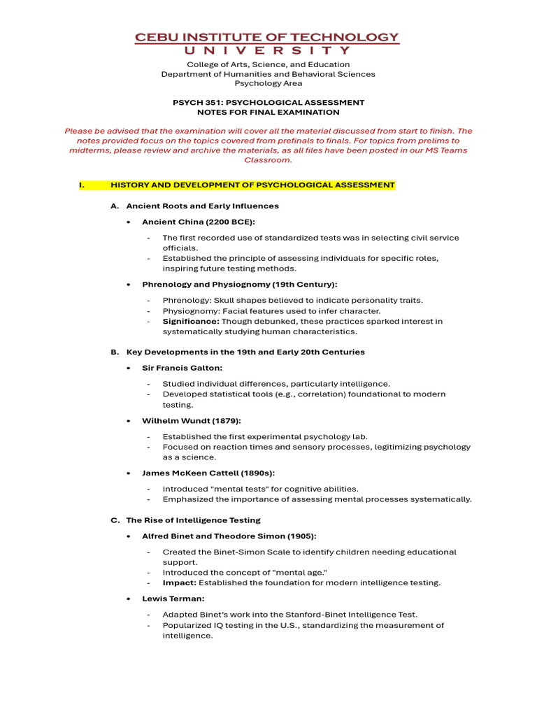 Psychological Assessment - Prefinals To Final Coverage | PDF | Validity ...