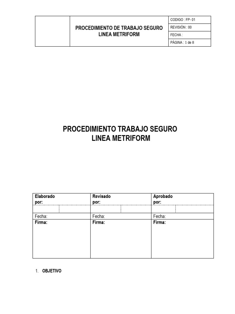 Procedimiento Seguro en Línea Metriform | PDF | Las condiciones de trabajo