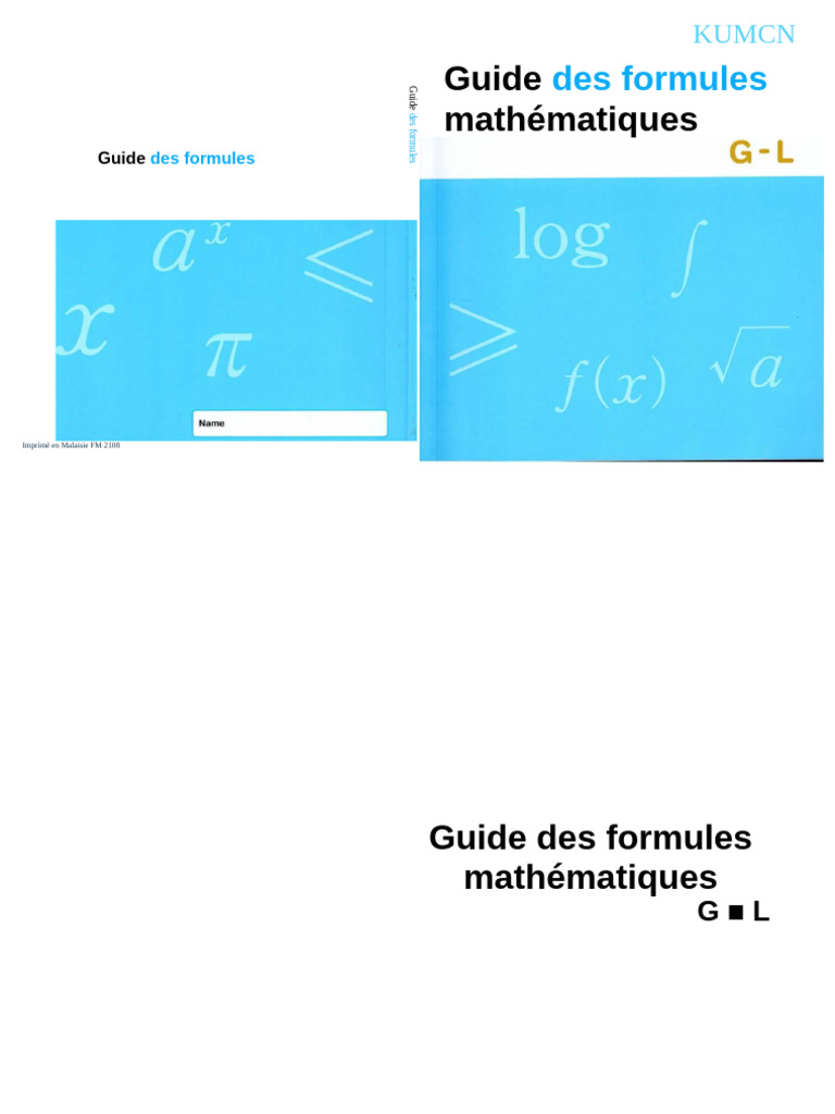 Guide des Formules Mathématiques KUMCN | PDF | Algèbre générale | Algèbre