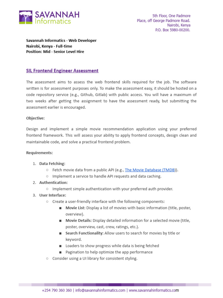 Mid - Senior Web Developer Technical Assessment | PDF | Computer ...