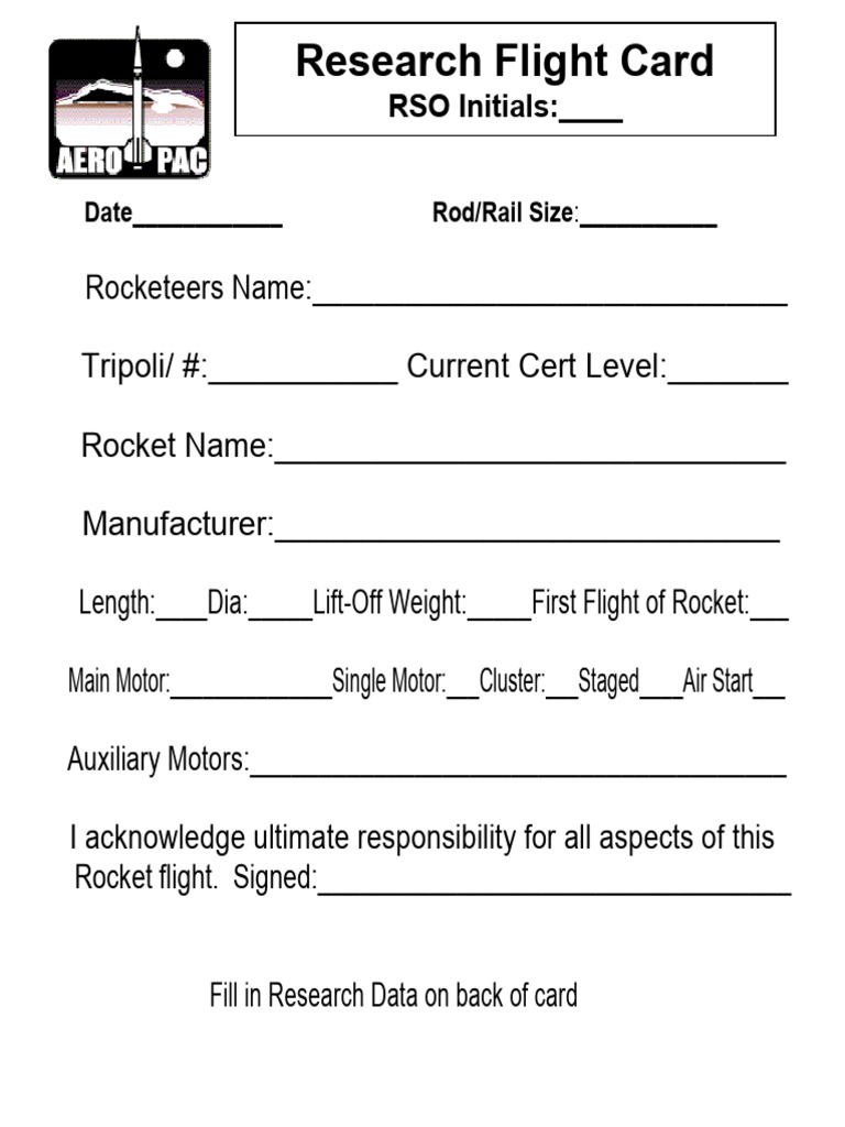 Research Flight Card | PDF