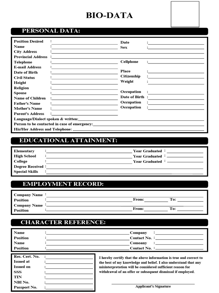 Gov. Bio. Data | PDF | Government And Personhood