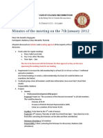 Minutes of The Meeting On The of The Meeting On The 7th January TH January 2012