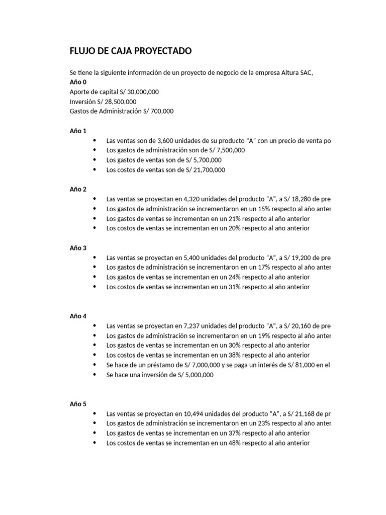 Clase 1 Ejercicio Flujo Neto de Caja - Alumno | PDF | Economias | Dinero