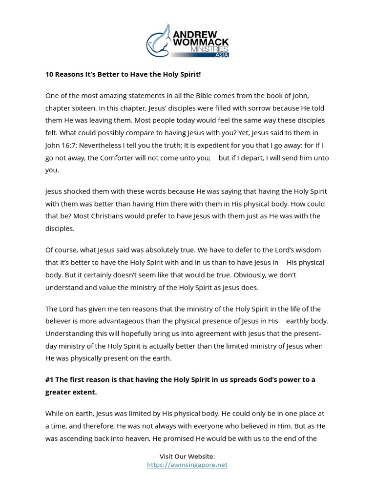 10 Reasons to Embrace the Holy Spirit | PDF | Jesus | Resurrection Of Jesus