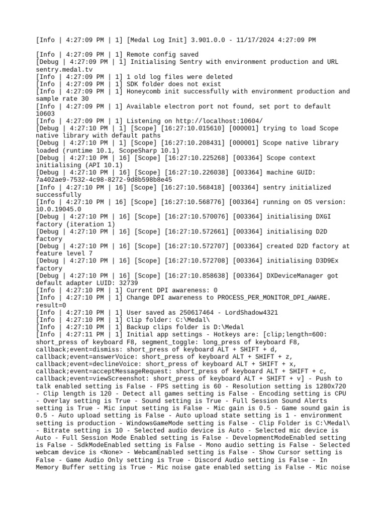 Medal Log Initialization Report | PDF | Keyboard Shortcut | Scope ...