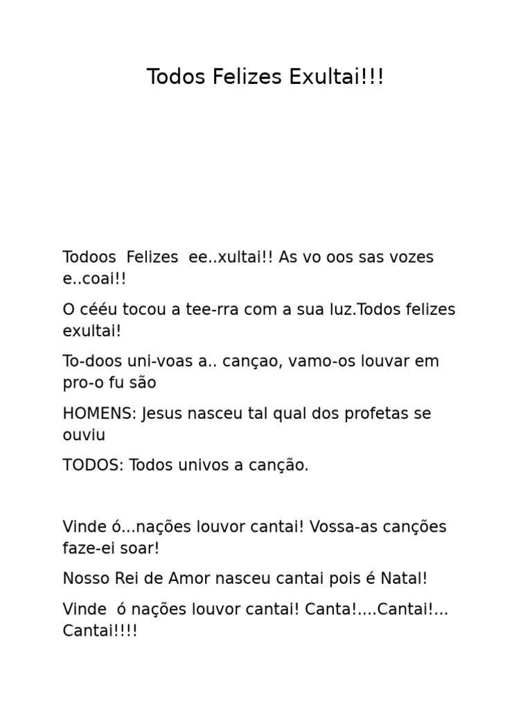 Canção de Natal: Todos Felizes Exultai | PDF