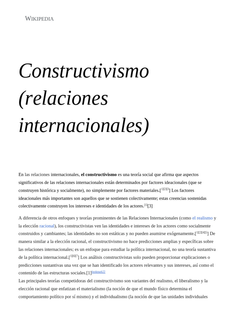 El Constructivismo en Relaciones Internacionales | PDF ...