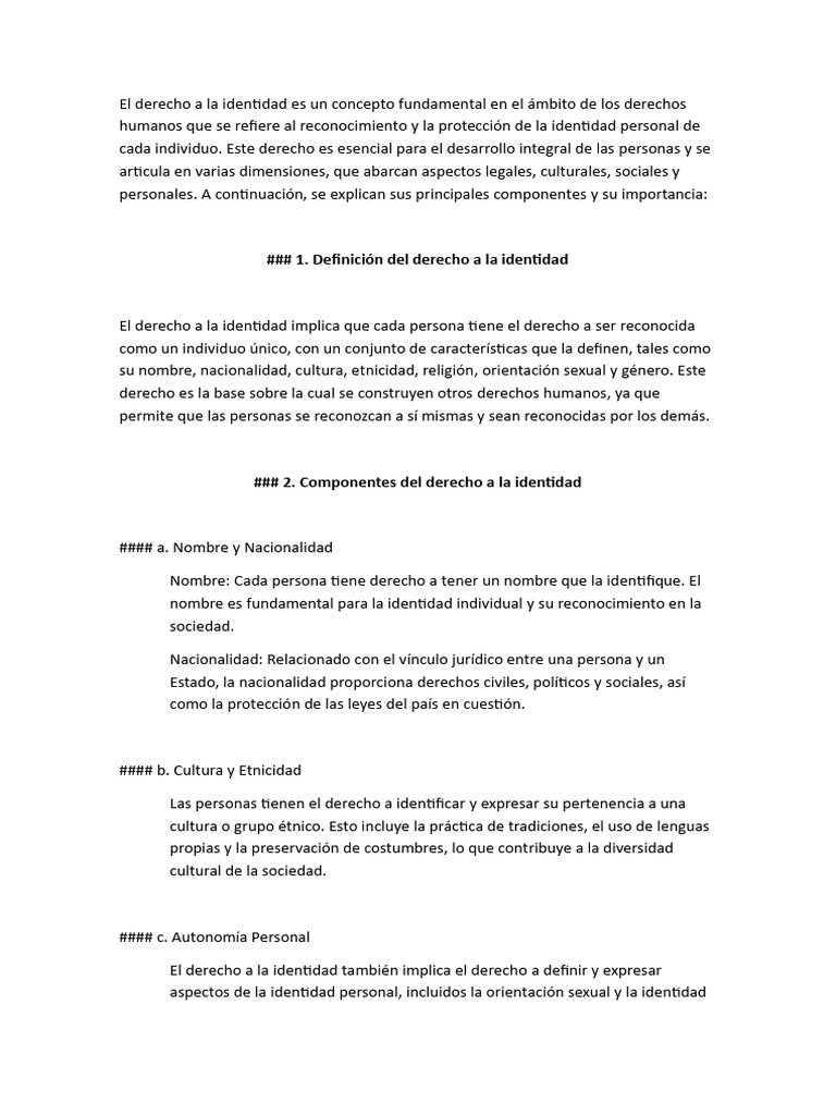 Derecho a la Identidad y su Importancia | PDF | Nacionalidad | Derechos ...