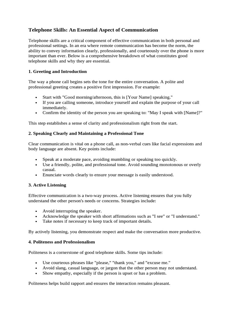 Mastering Essential Telephone Skills | PDF | Communication | Telephone